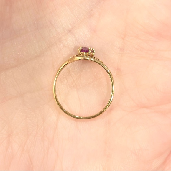 Vintage 10K Gold Lab Created Purple Sapphire Ring: Marquis Filigree Size 6.75 - Picture 9 of 12